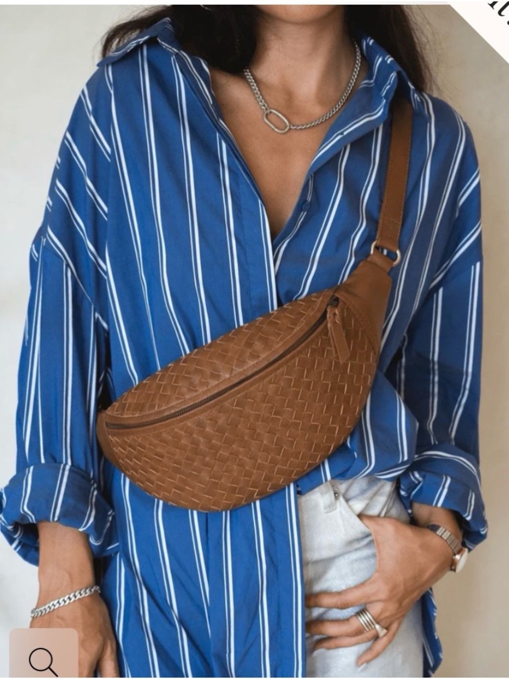 NWT MANDRN Atlas Woven Leather Bag.